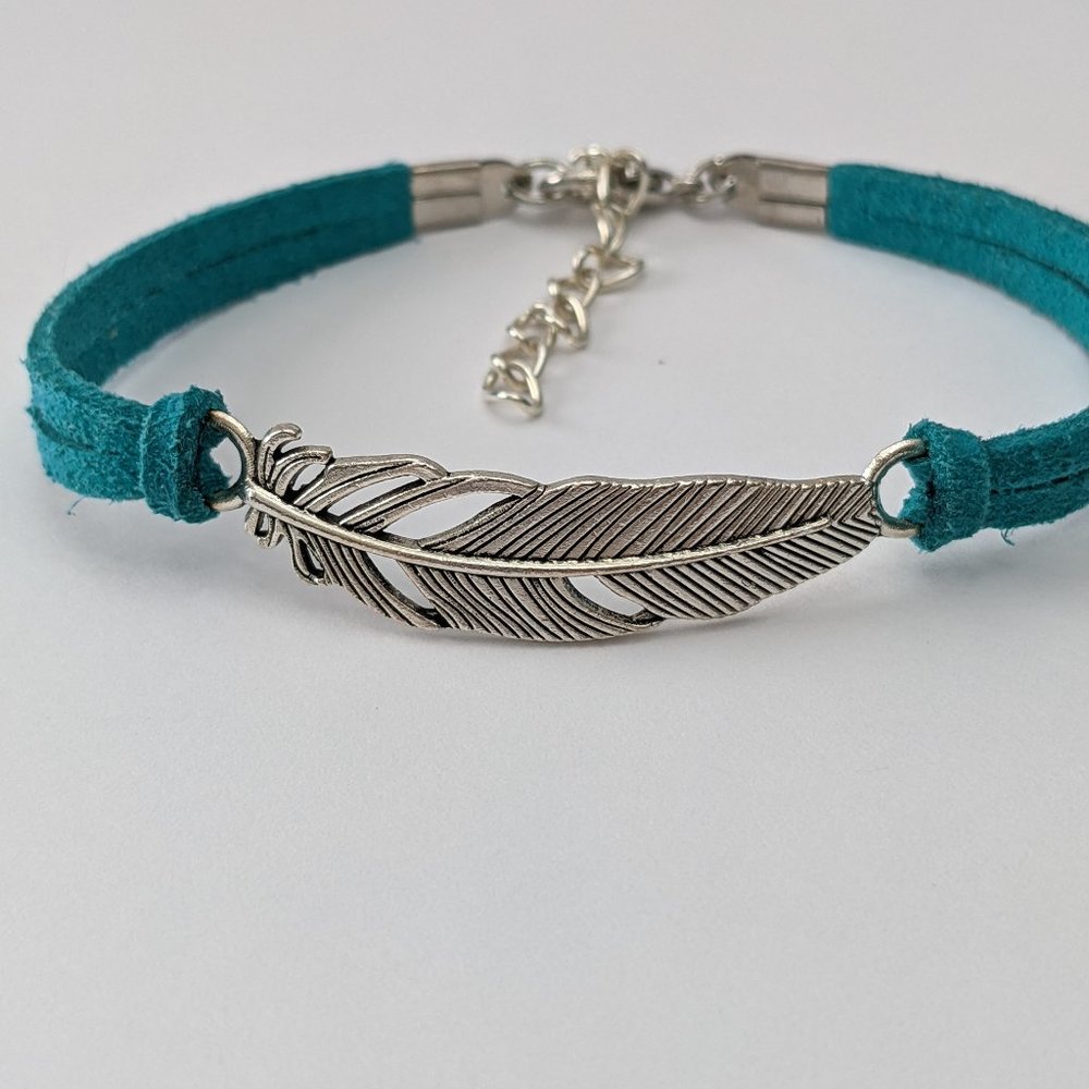 Feather bracelet, Surfer Bracelet, Feather Charm Bracelet